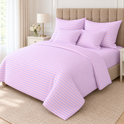Постільна білизна Бязь Gold Двоспальний бузковий комплект D-09670 фото