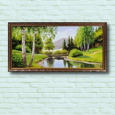 Картина &laquo;Берёзовая роща у реки&raquo; в декоративной раме 38*75 см RP-12628-3 фото