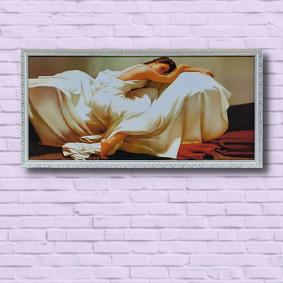 Фотокартина Картина репродукция "Девушка в белом во сне" сюжетная горизонтальная в рамке 37х74х2 см RP-00116 фото