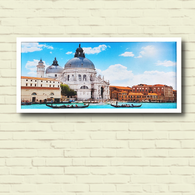 Картина репродукция в раме фотокартина горизонтальная глянцевая городской пейзаж "Очаровательная Венеция" 37х74х2 см RP-00161 фото