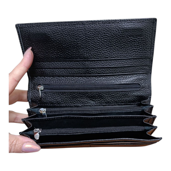 Большой женский кошелек из натуральной матовой кожи Balisa Black 18.5*10*3 см 515-175 фото