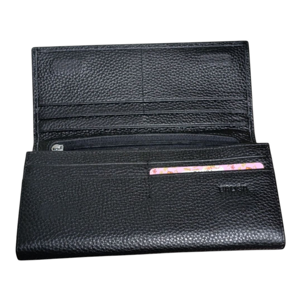 Большой женский кошелек из натуральной матовой кожи Balisa Black 18.5*10*3 см 515-175 фото