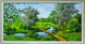 Фотокартина 3D в раме горизонтальная Весенний пейзаж&nbsp;"Цветущие деревья у реки" (блеск) 58*108*2 см RP-00146 фото 2