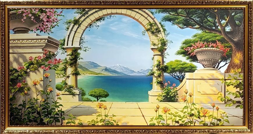 Фото-картина горизонтальная в раме Морской пейзаж "Аллея к морю" 58*108*2 см RP-20146-2 фото