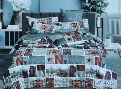 Двуспальное сатиновое постельное белье Тет-а-Тет "Лондон" S-469 фото