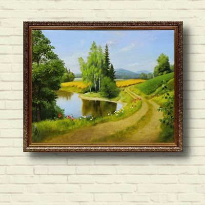 Картина "Дорога біля озера" - літній пейзаж у декоративній рамі 45*55 см RP-00033-2 фото