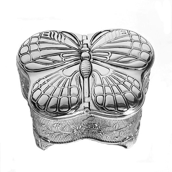 Шкатулка мельхиоровая для украшений "Бабочка" 10*8*4.5 см 1017-10 фото