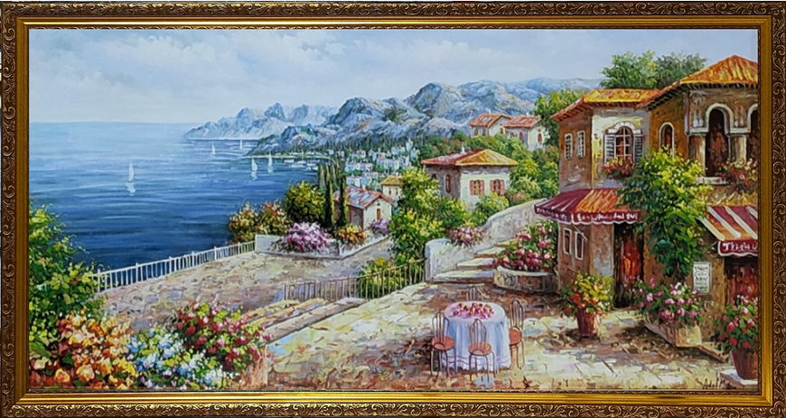 Картина &laquo;Средиземноморское побережье&raquo; в декоративной раме 58*108&nbsp;см RP-00284-2 фото