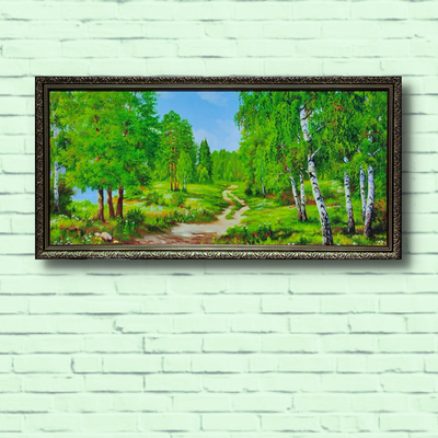 Картина репродукция фотокартина горизонтальная в рамке летний пейзаж Дорога в лес 37.5*74.5*2 см RP-00061 фото