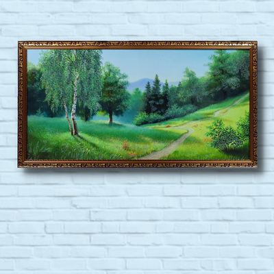 Картина репродукция летний 3D пейзаж Дорога к лесу (блеск) 58*108*2 см RP-00233 фото