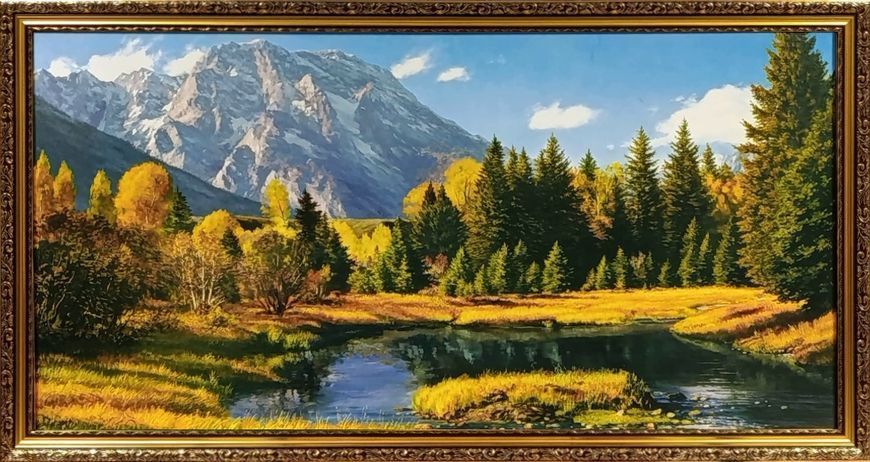 Фотокартина горизонтальная в рамке Летний Горный пейзаж "Солнечный день" 58*108 см RP-10135-2 фото